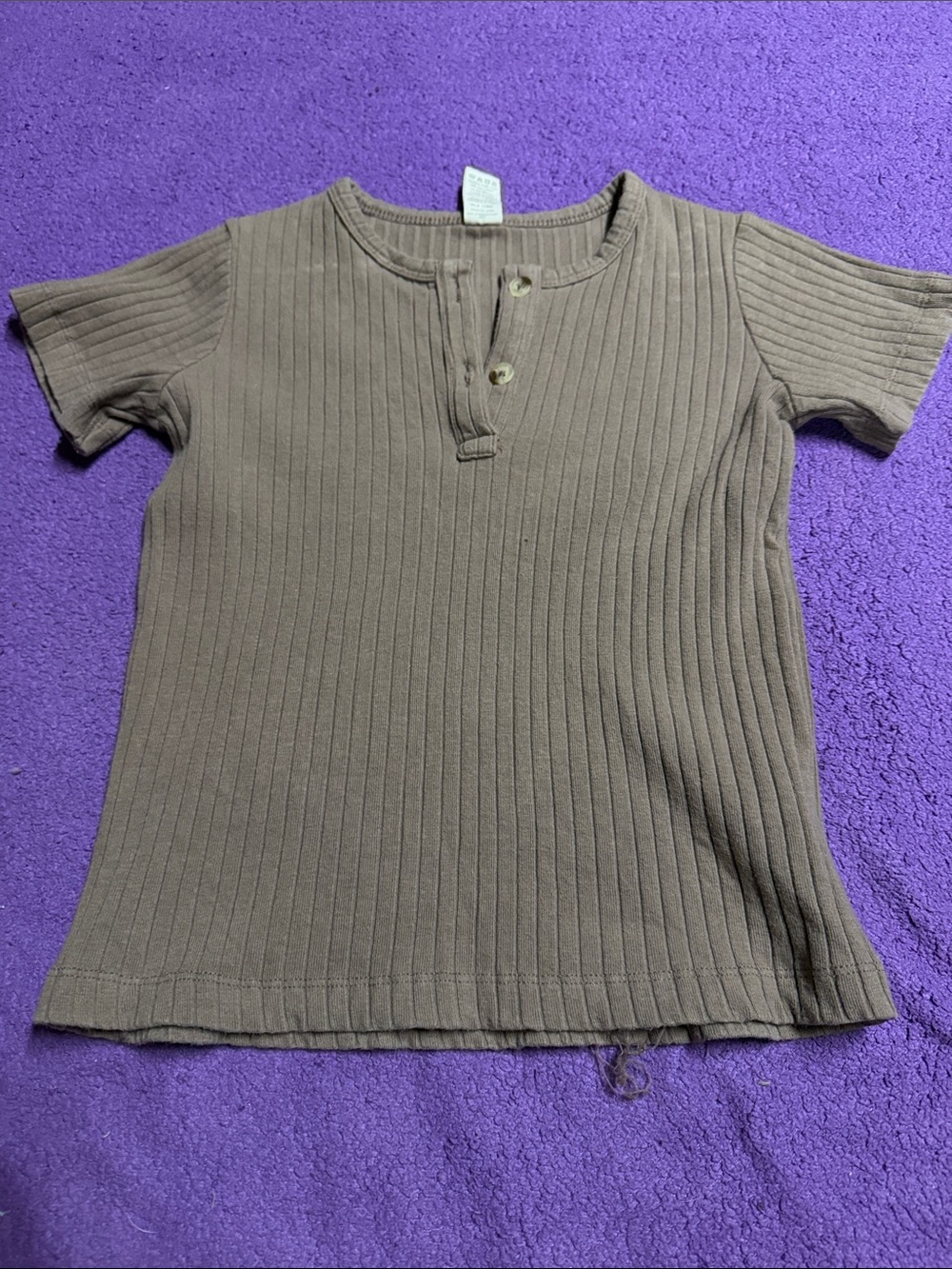 kate quinn Brown Ribbed Short-Sleeve Henley Top